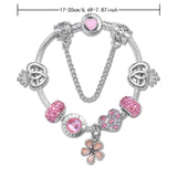 Darrahopens Fashion > Women's Fashion > Women's Jewellery Rhinestone Heart & Crown Bead Bracelet,Fashion Sweet Jewelry for Women(pink-16cm)