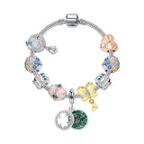 Darrahopens Fashion > Women's Fashion > Women's Jewellery Rhinestone Inlaid Pastoral Style Butterfly Wreath Clover Pendant Bracelet(19cm)