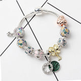 Darrahopens Fashion > Women's Fashion > Women's Jewellery Rhinestone Inlaid Pastoral Style Butterfly Wreath Clover Pendant Bracelet(19cm)