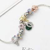 Darrahopens Fashion > Women's Fashion > Women's Jewellery Rhinestone Inlaid Pastoral Style Butterfly Wreath Clover Pendant Bracelet(20cm)