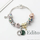 Darrahopens Fashion > Women's Fashion > Women's Jewellery Rhinestone Inlaid Pastoral Style Butterfly Wreath Clover Pendant Bracelet(20cm)