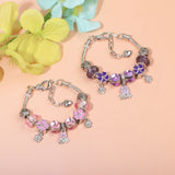 Darrahopens Fashion > Women's Fashion > Women's Jewellery Romantic Floral Big Glass Bead Petal Pendant DIY Bracelet(pink-19cm)