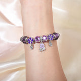 Darrahopens Fashion > Women's Fashion > Women's Jewellery Romantic Floral Big Glass Bead Petal Pendant DIY Bracelet(purple-16cm)