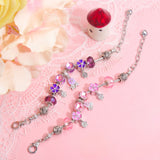 Darrahopens Fashion > Women's Fashion > Women's Jewellery Romantic Floral Big Glass Bead Petal Pendant DIY Bracelet(purple-17cm)