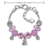 Darrahopens Fashion > Women's Fashion > Women's Jewellery Romantic Floral Big Glass Bead Petal Pendant DIY Bracelet(purple-17cm)