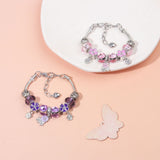 Darrahopens Fashion > Women's Fashion > Women's Jewellery Romantic Floral Big Glass Bead Petal Pendant DIY Bracelet(purple-19cm)