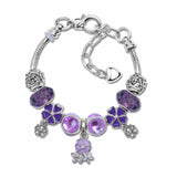 Darrahopens Fashion > Women's Fashion > Women's Jewellery Romantic Floral Big Glass Bead Petal Pendant DIY Bracelet(purple-21cm)