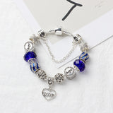Darrahopens Fashion > Women's Fashion > Women's Jewellery Romantic Love Heart Pendant Bracelet with Rhinestones, Glass Beads(20cm)