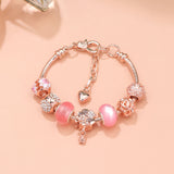 Darrahopens Fashion > Women's Fashion > Women's Jewellery Rose Gold Beaded Bracelet with Floral & Zircon Accents(20cm)
