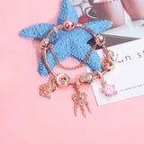 Darrahopens Fashion > Women's Fashion > Women's Jewellery Rose Gold Bracelet with Dreamcatcher & Lily Pendant, Crystal Zircon Beads(17cm)