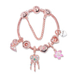 Darrahopens Fashion > Women's Fashion > Women's Jewellery Rose Gold Bracelet with Dreamcatcher & Lily Pendant, Crystal Zircon Beads(17cm)