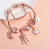 Darrahopens Fashion > Women's Fashion > Women's Jewellery Rose Gold Bracelet with Dreamcatcher & Lily Pendant, Crystal Zircon Beads(18cm)