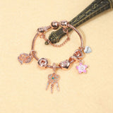 Darrahopens Fashion > Women's Fashion > Women's Jewellery Rose Gold Bracelet with Dreamcatcher & Lily Pendant, Crystal Zircon Beads(20cm)