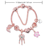 Darrahopens Fashion > Women's Fashion > Women's Jewellery Rose Gold Bracelet with Dreamcatcher & Lily Pendant, Crystal Zircon Beads(20cm)