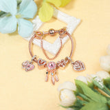 Darrahopens Fashion > Women's Fashion > Women's Jewellery Rose Gold Bracelet with Pink Heart Charms & Crystal Rhinestones(18cm)