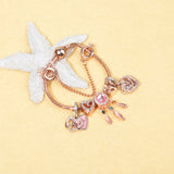 Darrahopens Fashion > Women's Fashion > Women's Jewellery Rose Gold Bracelet with Pink Heart Charms & Crystal Rhinestones(20cm)