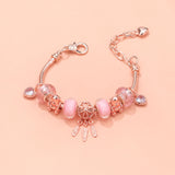 Darrahopens Fashion > Women's Fashion > Women's Jewellery Rose Gold Charm Bracelet with Dreamcatcher & Bear Beads, Colorful Glass Beads Bracelet(18cm)