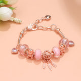 Darrahopens Fashion > Women's Fashion > Women's Jewellery Rose Gold Charm Bracelet with Dreamcatcher & Bear Beads, Colorful Glass Beads Bracelet(19cm)