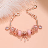 Darrahopens Fashion > Women's Fashion > Women's Jewellery Rose Gold Charm Bracelet with Dreamcatcher & Bear Beads, Colorful Glass Beads Bracelet(19cm)