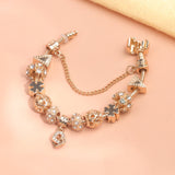 Darrahopens Fashion > Women's Fashion > Women's Jewellery Rose Gold Crystal Charm Bracelet with Clover, Heart, Triangle Beads & Heart Pendant(18cm)