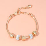 Darrahopens Fashion > Women's Fashion > Women's Jewellery Rose Gold Crystal & Heart Charm Bracelet(rose gold,16cm)