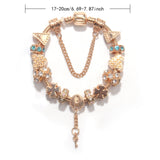 Darrahopens Fashion > Women's Fashion > Women's Jewellery Rose Gold DIY Charm Bracelet with Crystal Heart, Clover & Key Pendant, Romantic Beaded Bracelet(17cm)