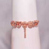 Darrahopens Fashion > Women's Fashion > Women's Jewellery Rose Gold Hollow Carved Heart Bead Tassel Bracelet(16cm)