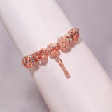 Darrahopens Fashion > Women's Fashion > Women's Jewellery Rose Gold Hollow Carved Heart Bead Tassel Bracelet(16cm)