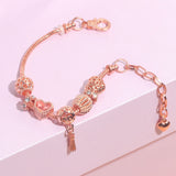 Darrahopens Fashion > Women's Fashion > Women's Jewellery Rose Gold Hollow Carved Heart Bead Tassel Bracelet(19cm)