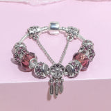 Darrahopens Fashion > Women's Fashion > Women's Jewellery Rose Red Rhinestone Big Hole Beaded Bracelet, Alloy Electroplated(17cm)