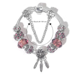 Darrahopens Fashion > Women's Fashion > Women's Jewellery Rose Red Rhinestone Big Hole Beaded Bracelet, Alloy Electroplated(17cm)