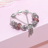 Darrahopens Fashion > Women's Fashion > Women's Jewellery Rose Red Rhinestone Big Hole Beaded Bracelet, Alloy Electroplated(18cm)
