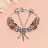 Darrahopens Fashion > Women's Fashion > Women's Jewellery Rose Red Rhinestone Big Hole Beaded Bracelet, Alloy Electroplated(18cm)