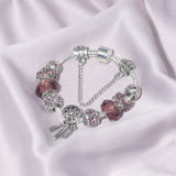 Darrahopens Fashion > Women's Fashion > Women's Jewellery Rose Red Rhinestone Big Hole Beaded Bracelet, Alloy Electroplated(20cm)