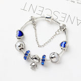 Darrahopens Fashion > Women's Fashion > Women's Jewellery Sci-Fi Universe Spaceship Robot Blue Heart Beaded Bracelet with Rhinestones(20cm)