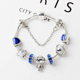 Darrahopens Fashion > Women's Fashion > Women's Jewellery Sci-Fi Universe Spaceship Robot Blue Heart Beaded Bracelet with Rhinestones(20cm)