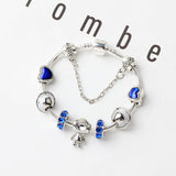 Darrahopens Fashion > Women's Fashion > Women's Jewellery Sci-Fi Universe Spaceship Robot Blue Heart Beaded Bracelet with Rhinestones(20cm)