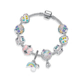 Darrahopens Fashion > Women's Fashion > Women's Jewellery Sky-themed Heart Wreath Rainbow Pendant Alloy Bracelet(18cm)
