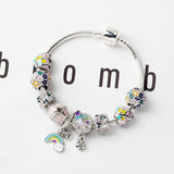 Darrahopens Fashion > Women's Fashion > Women's Jewellery Sky-themed Heart Wreath Rainbow Pendant Alloy Bracelet(18cm)