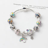 Darrahopens Fashion > Women's Fashion > Women's Jewellery Sky-themed Heart Wreath Rainbow Pendant Alloy Bracelet(20cm)