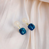 Darrahopens Fashion > Women's Fashion > Women's Jewellery Small Fresh Blue Oil Earrings Retro Fashion Temperament Silver Needle Jewellery