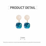 Darrahopens Fashion > Women's Fashion > Women's Jewellery Small Fresh Blue Oil Earrings Retro Fashion Temperament Silver Needle Jewellery