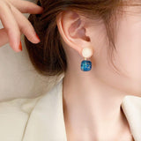 Darrahopens Fashion > Women's Fashion > Women's Jewellery Small Fresh Blue Oil Earrings Retro Fashion Temperament Silver Needle Jewellery