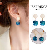 Darrahopens Fashion > Women's Fashion > Women's Jewellery Small Fresh Blue Oil Earrings Retro Fashion Temperament Silver Needle Jewellery