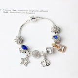 Darrahopens Fashion > Women's Fashion > Women's Jewellery Sparkling Charm Bracelet with Smiley, Crystal, Rhinestone Beads & Hollow Star Zircon Pendants(19cm)