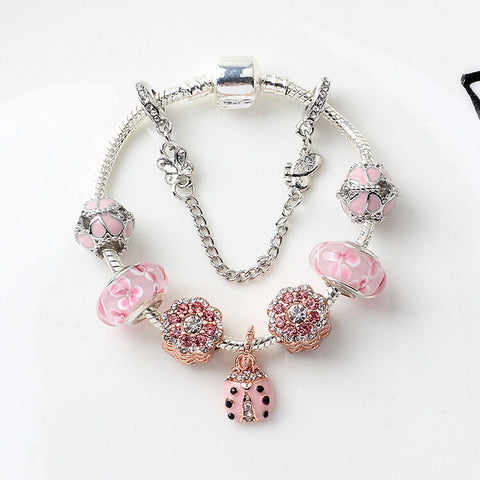 Darrahopens Fashion > Women's Fashion > Women's Jewellery Spring Blossom Charm Bracelet with Flower Beads(18cm)