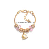 Darrahopens Fashion > Women's Fashion > Women's Jewellery Sweet Style Crystal Rhinestone Gold Star Moon Pendant Cute Pink Bead Bracelet(18cm)