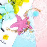 Darrahopens Fashion > Women's Fashion > Women's Jewellery Sweet Style Crystal Rhinestone Gold Star Moon Pendant Cute Pink Bead Bracelet(21cm)