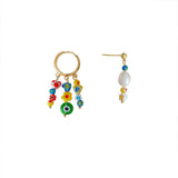 Darrahopens Fashion > Women's Fashion > Women's Jewellery Vintage Asymmetrical Earrings Handmade Floral Glass and Pearl Drop Design for Women