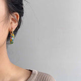 Darrahopens Fashion > Women's Fashion > Women's Jewellery Vintage Asymmetrical Earrings Handmade Floral Glass and Pearl Drop Design for Women